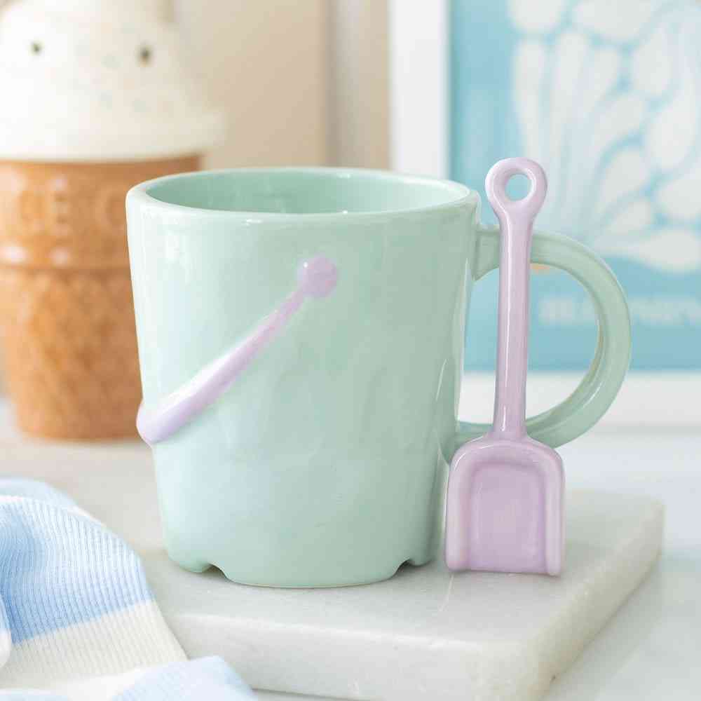 Something Different - Pastel Bucket Mug with Spade Spoon Mug - Multicolours